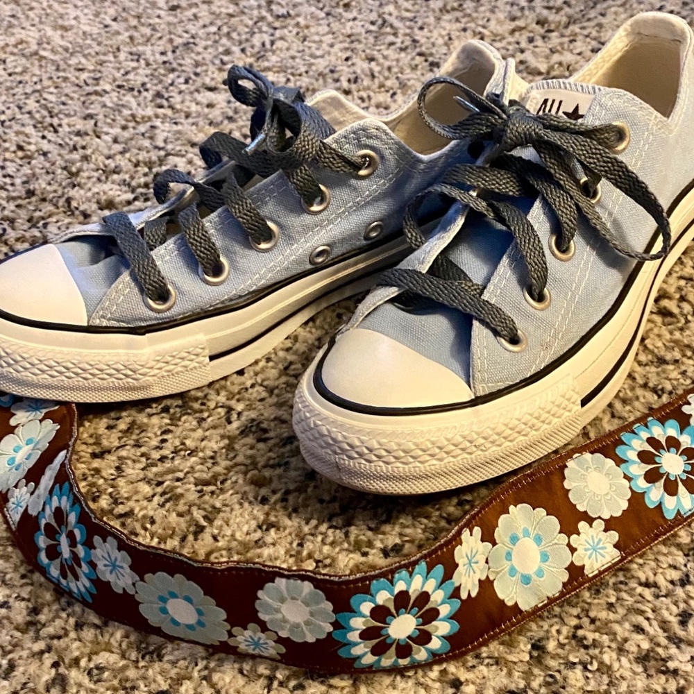Pair of Converse in baby blue and grey